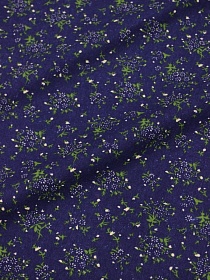 Теплый хлопок "Мелкое соцветие на фиолетово-чернильном", СОРТ2, ш.1.45м, хлопок-100%, 160гр/м.кв