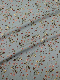 Штапель Премиум "Цветочный ветерок" цв.серо-зеленый, ш.1.4м, вискоза-100%, 120гр/м.кв