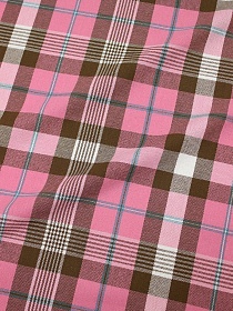 Фуле "Клетка" цв.розовый интенсивный/коричневый, ш.1.45м, хлопок-100%, 160гр/м.кв