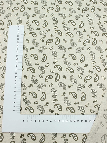 Полулен "Огуречный узор" (на суровом), ш.1.5м, лен-30%, хлопок-70%, 145гр/м.кв