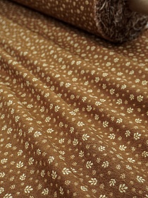Теплый хлопок "Маленькие листики" цв.оливково-коричневый, СОРТ2, ш.1.4м, хлопок-100%, 150гр/м.кв