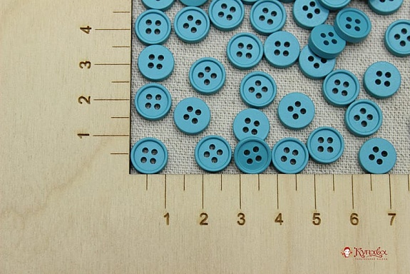 Пуговица пластмасса, цв.тиффани, 10мм, 4 отверстия