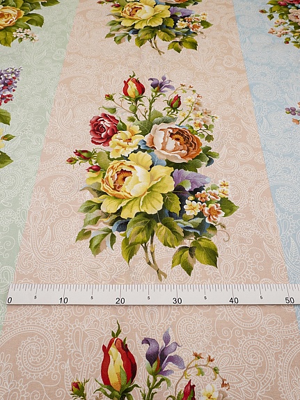 Рогожка "Садовый букет", ш.1.5м, хлопок-100%, 165гр/м.кв, раппорт 64см