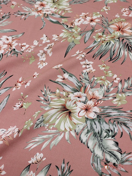 Плательная вискоза "Тропиканка" цв.пыльный розово-бежевый, ш.1.45м, вискоза-100%, 135гр/м.кв