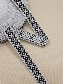 Жак.лента 18мм Черные крестики на белом