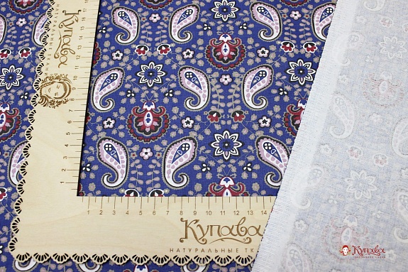 Бязь "Барановские мотивы на синем", ГОСТ, шир.1.5м, хлопок-100%, 142гр/м.кв