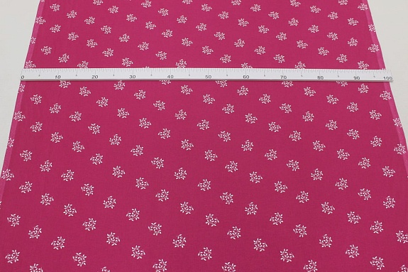 Сатин кардный набивной "Белые веточки на малиновом", СОРТ2, ш.1.0м, хлопок-100%, 150гр/м.кв