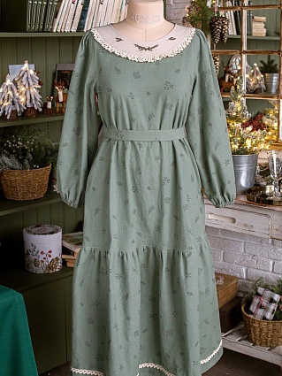 Платье из теплого хлопка "Сухоцветы"