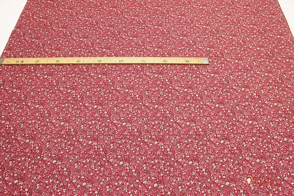 Теплый хлопок "Розовый сад на темно-красном", ш.1.46м, хлопок-100%, 140гр/м.кв