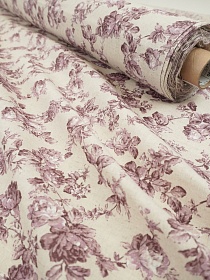 Полулен "Плетистая мелодия" (на суровом) цв.сиренево-розовый, СОРТ2, ш.1.5м, лен-30%, хл-70%, 140гр/м.кв