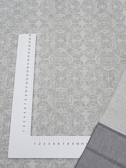 Крой скатерти жаккард "Цветочная арабеска" цв.серый, 1.90м*2.55м, лен-51%, хлопок-49%