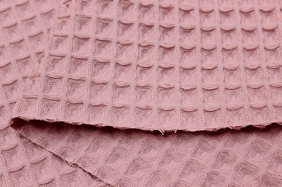 Вафельное премиум-полотно "Бохо" цв.розовая дымка-2, ш.1.5м, хлопок-100%, 240гр/м.кв