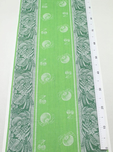 Холст полотенечный жаккард "Урожай" цв.майский зеленый/т.зеленый, ш.0.5м, лен-30%, хл-70%