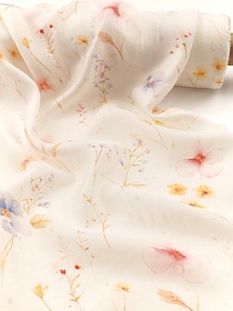 Вискозный шифон Цифр.печать "Прозрачный этюд" цв.белый, ш.1.55м, вискоза-75%, нейлон-25%, 75гр/м.кв