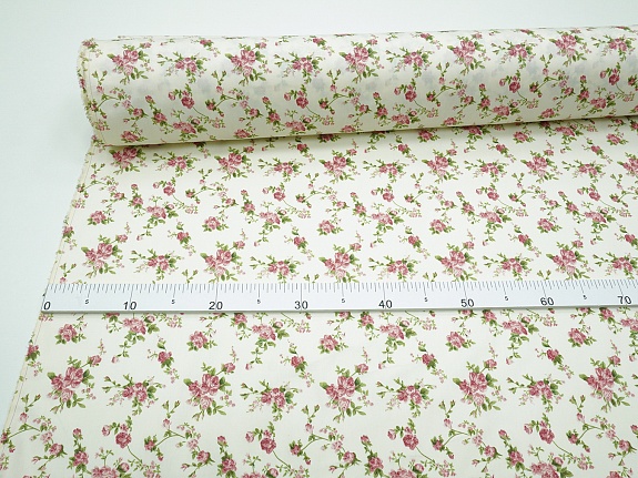 Сатин "Кружевные розочки" цв.шампань, ш.1.6м, хлопок-100%, 110гр/м.кв