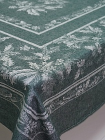 Крой скатерти жаккард "Остролист" цв.темно-хвойный, 1.90м*2.40м, лен-53%, хлопок-47%
