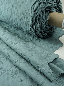 Шитье "Морозная вышивка" (фестоны с 2х сторон) цв.зелено-бирюзовая дымка, ш.1.35м, хлопок-100%, батист