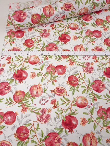 Рогожка "Сочный гранат" цв.белый, ш.1.5м, хлопок-100%, 150гр/м.кв
