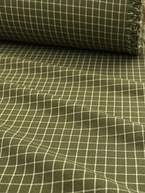 Пестрядь "Молочная клетка (12*12мм) на т.болотно-зеленом", ш.1.45м, хл-85%, п/э-15%, 140гр/м.кв
