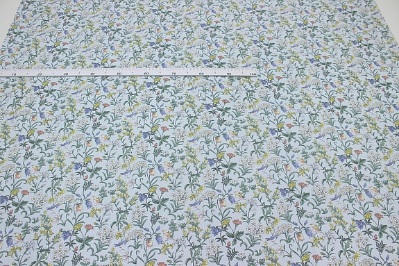 Сатин "Летняя песня" цв.голубой, ш.1.60м, хлопок-100%, 110гр/м.кв