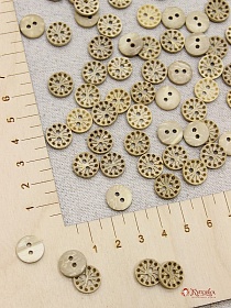 Пуговица светлый кокос, Завитки,11мм, 2 отверстия