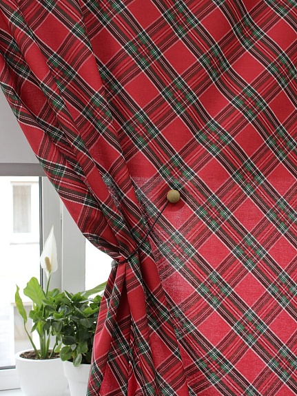 Рогожка "Шотландская клетка" цв.красный, ш.1.5м, хлопок-100%, 170гр/м.кв