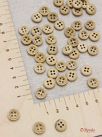 Пуговица "Орнамент по краю", дерево, цв.светлый орех,11мм, 4 отверстия