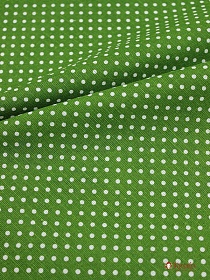 Полулен "Мелкий белый горох (3мм)" цв.травяной, ш.1.5м, лен-30%, хлопок-70%, 140гр/м.кв