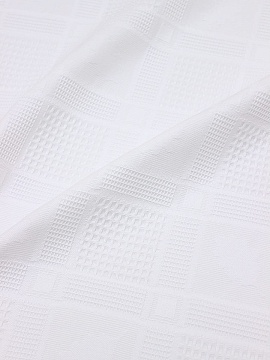 Вафельное премиум-полотно жаккард "Italy" (клетка+листики), цв.Белый, ш.1.48м, хл-100%, 300гр/м.кв