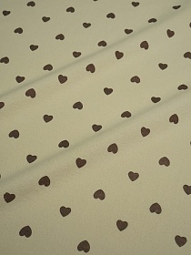 Теплый хлопок "Коричневые сердечки" цв.св.телесно-бежевый, ш.1.45м, хлопок-100%, 160гр/м.кв