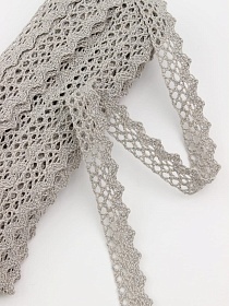 Кружево цв.серо-бежевый с оливковым оттенком, ш.16мм, хлопок-90%, п/э-10%, 10м