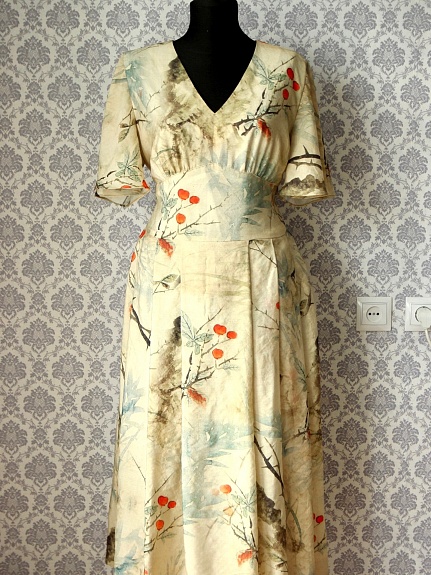 Платье из вискозного шифона "Сумеречный сад"