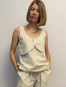 Пижама из полульна "Мелкий белый горох (3мм)"