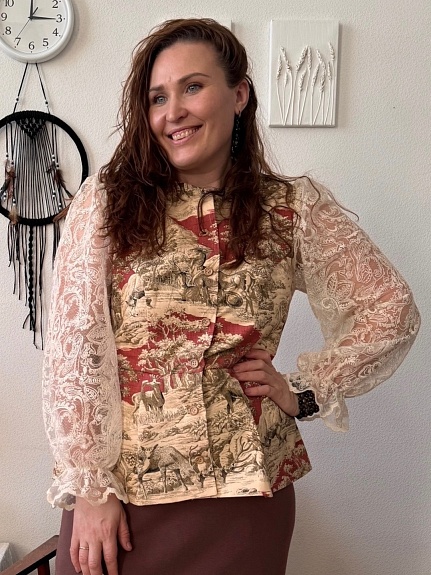 Жакет из интерьерного хлопка и кружевного полотна