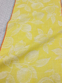Холст полотенечный жаккардовый "Лимоны" цв.желтый/серый, СОРТ2, ш.0.49м, лен-100%, 200гр/м.кв