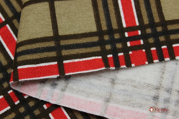 Фланель "Средняя клетка" цв.красный/коричневый, ш.1.5м, хлопок-100%,180гр/м.кв