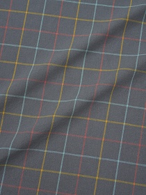 Вареный (стираный) хлопок "Клетка (цв.желтый/коралловый/бирюзовый) на т.сером", ш.2.5м, хл-100%