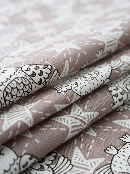 Бязь "Сириус-совы" цв.какао (комп), ш.1.5м, хлопок-100%, 138гр/м.кв