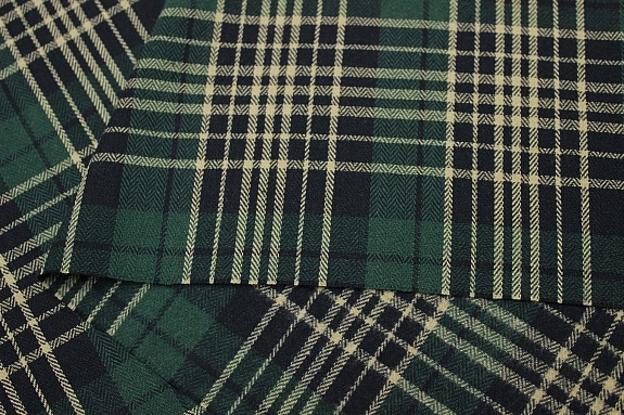 Фуле "Клетка" цв.т.кедр/бежевый, ш.1.45м, хлопок-100%, 180гр/м.кв