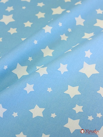 Бязь "Звездный дождь на голубом", ш.1.5м, хлопок-100%, 120гр/м.кв