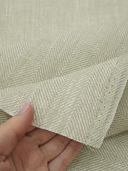 Льняной жаккард "Елочка" цв.натуральный, ш.1.5 м, лен-100%, 280гр/м.кв