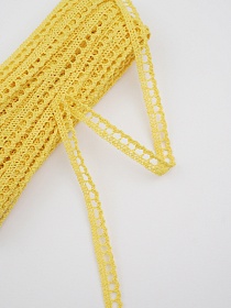 Кружево цв.желтый, ш.08мм, хлопок-90%, п/э-10%, 10м