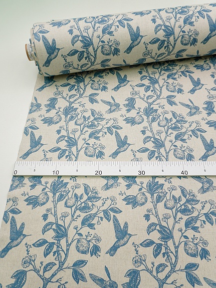Полулен "Райское местечко" цв.лазурно-серый (на суровом), ш.1.55м, лен-30%, хлопок-70%, 147гр/м.кв