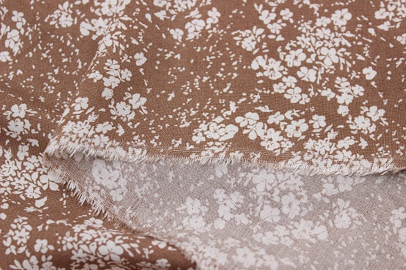 Штапель "Хрупкая нежность" цв.карамельное какао, ш.1.46м, вискоза-100%, 110гр/м.кв