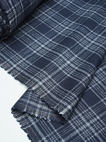 Шерсть пальтово-костюмная Твид "Клетка цв.серо-голубой на синем", ш.1.5м, шерсть-60%, п/э-40%