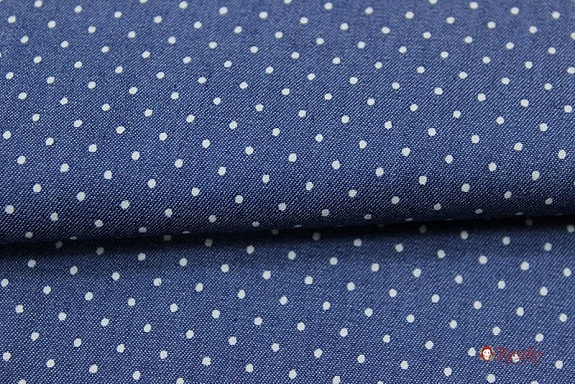 Джинсовая ткань "Очень мелкий горох на джинсе", Сорт2, ш.1.48м, хлопок-85%,п/э-15%, 140гр/м.кв