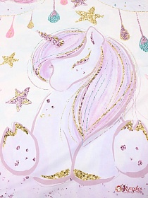 Перкаль "Звездные единорожки - Единорог", ш.1.5м, хлопок-100%, 105гр/м.кв, раппорт 63.5см