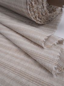 Полулен Крэш пестротканый "Полоска" (на суровом) цв.бежевый, ш.2.4м, лен-25%, хл-75%, 125гр/м.кв