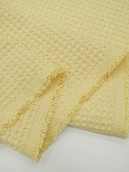 Вафельное премиум-полотно "Italy" цв.Соломенно-желтый, ш.1.5м, хлопок-100%, 245гр/м.кв