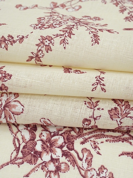 Полулен "Райские птицы" цв.вишневый, СОРТ2, ш.2.2м, лен-30%, хлопок-70%, 140гр/м.кв